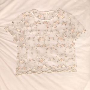 Mesh Flower Transparent Tee
